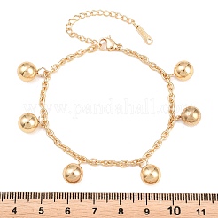 Pulseras de acero inoxidable 304 con dijes de cuentas redondas&nbsp;BJEW-B171-05G