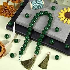 50pcs perles en bois naturel avec motif tartan&nbsp;DIY-SZ0003-11B