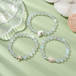 3 pièces bracelets de perles turquoise synthétiques teints dauphin&nbsp;BJEW-JB10251