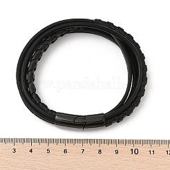 Ionenplattierte (IP) geflochtene Mikrofaser-Leder-Mehrstrang-Armbänder für Männer&nbsp;BJEW-Z081-17EB