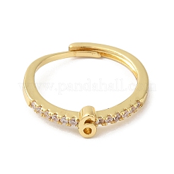 Anelli regolabili numero 6 da donna con placcatura in ottone con zirconi cubici trasparenti&nbsp;RJEW-S407-09G-06