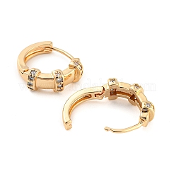 Pendientes de aro de latón chapado en cremallera con circonitas cúbicas para mujer.&nbsp;EJEW-G363-01KCG