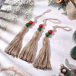 Pendentif en perles de bois naturel pour décoration de Noël&nbsp;HJEW-JM02350