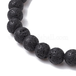 5 bracciale elastico con perline rotonde in pietra lavica naturale e pietra di luna sintetica a tema San Valentino&nbsp;BJEW-JB11648