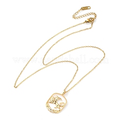 Collane con ciondolo in ottone e zirconi cubici trasparenti per donna&nbsp;NJEW-B121-01G-04