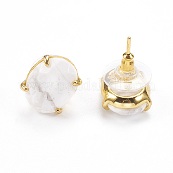 Orecchini di perline naturali di howlite&nbsp;EJEW-L196-04C