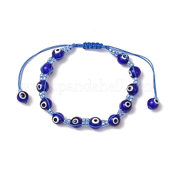 Bracelets tressés en perles de verre contre le mauvais œil pour hommes et femmes&nbsp;BJEW-MZ00160
