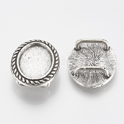 Breloques coulissantes supports de cabochon en alliage de style tibétain&nbsp;TIBE-Q086-070AS-LF