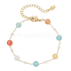 Braccialetti con maglie colorate in perle di plastica e occhi di gatto per le donne&nbsp;BJEW-JB12971