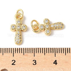 Colgantes cruzados de circonita cúbica transparente con micropavé de latón&nbsp;ZIRC-I071-17G