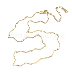 Halsketten aus Edelstahl 304 mit Wellengliedern&nbsp;NJEW-D299-01G