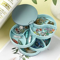 Caja de almacenamiento de joyería de plástico giratoria de 4 capa&nbsp;AJEW-YW0001-13B