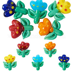 5pcs 5 Farben handgemachte Bunte Malerei-Perlen&nbsp;LAMP-TA0002-15