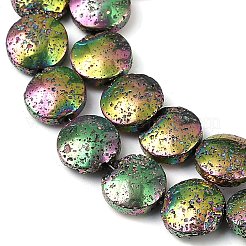 Fili di perle di roccia lavica naturale elettrodeposta&nbsp;G-K388-01F