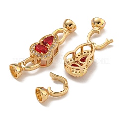 Messing Micro Pave klare Zirkonia Falte über Verschlüsse&nbsp;KK-U037-13G