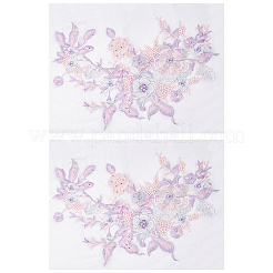 Accessori per ornamenti ricamati in poliestere con perline floreali 3d&nbsp;DIY-WH0622-001B