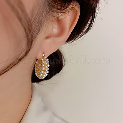 Pendientes de aro de aleación de plástico con perlas de imitación planas y redondas&nbsp;FS-WG2046F-01
