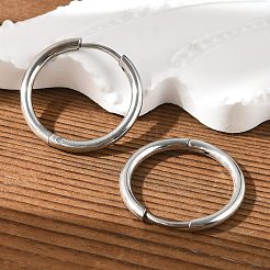 Pendientes de aro huggie de acero inoxidable 202 resistentes al deslustre&nbsp;EJEW-F111A-20mm-P