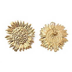 Orecchini a bottone in acciaio inossidabile 304 a forma di girasole&nbsp;EJEW-C168-01G