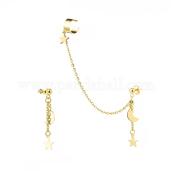 Boucles d'oreilles asymétriques lune et étoile en acier inoxydable 304&nbsp;EJEW-JE04888-01