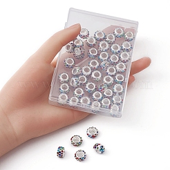 50 pz perline europee con foro grande con strass in argilla polimerica&nbsp;FPDL-YW0001-02