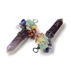 7 Chakra spitzer großer Anhänger aus natürlichem Amethyst&nbsp;G-C012-01R-09