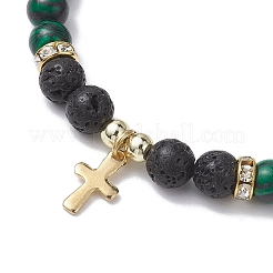 Pulseras de cuentas trenzadas de piedras preciosas mixtas redondas de 6 mm&nbsp;BJEW-JB10848