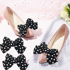 Abnehmbare Schuhverzierungen aus Polyester-Satin mit gepunkteter Schleife&nbsp;DIY-WH0410-44C