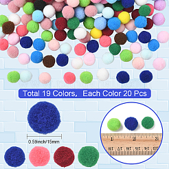 380 Stück 19 Farben Polyester-Pomponball&nbsp;DIY-SC0031-34