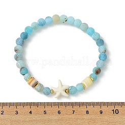 Ensemble de bracelets extensibles en agate naturelle patinée et turquoise synthétique pour femmes et hommes&nbsp;BJEW-JB13760-02