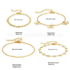 4 stücke 4 arten legierung kristall strass schmetterling charme fußkettchen sets für frauen&nbsp;FS-WGF915E-01