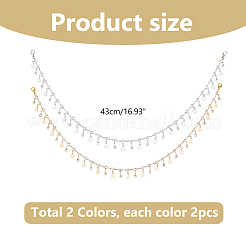4 Stück 2 Farben Messing Micro Pave klare Zirkonia Ketten Stiefelriemen Ketten&nbsp;HJEW-HS00057