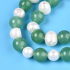 Perles de pomme de terre rainurées en jade blanc naturel teinté et perles d'eau douce de culture naturelles&nbsp;PEAR-N019-02