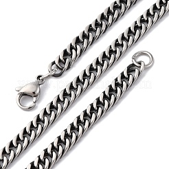 Collane a catena cubana in acciaio inossidabile 201 da 4.5 mm&nbsp;NJEW-Q013-14C