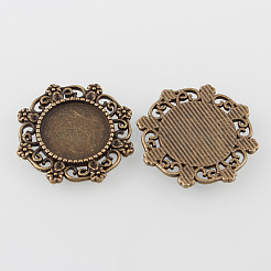 Piatti cabochon tondi lega dell'annata involucro a filigrana&nbsp;X-PALLOY-N0088-65AB-NF