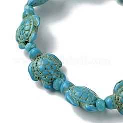 Bracelets extensibles en perles de turquoise synthétiques pour femmes&nbsp;BJEW-JB13598-03