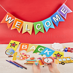 2 Sätze 2 Stile Willkommen zurück & Schulbedarf Papierbanner&nbsp;DIY-CP0009-68
