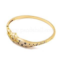 Messing Pavé bunte Zirkonia Leopard Scharnier Armreifen für Frauen&nbsp;BJEW-S147-25G