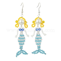 Pendientes colgantes de alambre de cobre con cuentas de vidrio&nbsp;EJEW-MZ00816-03