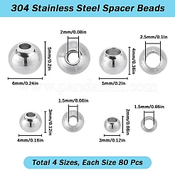 320 pièce 4 styles de perles d'espacement en acier inoxydable 304&nbsp;STAS-SC0006-88