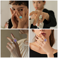 16 pièce de 8 styles de composants de bague en fer réglables&nbsp;MAK-SC0001-07AS