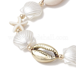 3 bracciale di perline intrecciate con conchiglie di ciprea miste naturali&nbsp;BJEW-JB11862