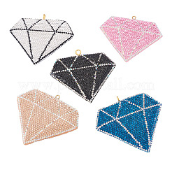 5 Stück 5 Farben handgemachte Polymer Clay Strass große Anhänger&nbsp;CLAY-BT0001-16