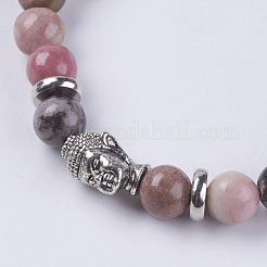 Perline Rhodonite naturali si estendono bracciali&nbsp;BJEW-E325-D29