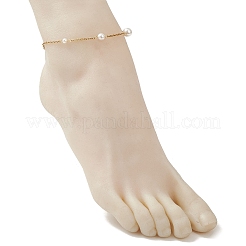 Cavigliere rotonde in acciaio inossidabile 304 con perle bianche e conchiglia per donna&nbsp;AJEW-AN00781