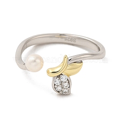 Rhodinierter 925 Fingerring aus Sterlingsilber&nbsp;RJEW-C064-08