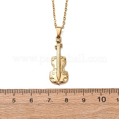 Geigenanhänger-Halsketten aus Edelstahl 304 für Damen und Herren&nbsp;NJEW-K308-11G