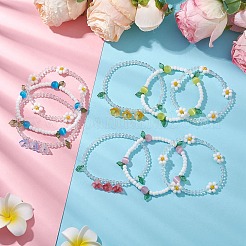 3 pz 3 colori set di bracciali con ciondoli in acrilico per le donne&nbsp;BJEW-TA00577