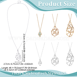 6 stücke 6 arten 304 edelstahl macrame beutel leere stein halter halskette machen&nbsp;NJEW-GA00003