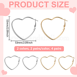 4 par de pendientes de aro de hierro de 2 colores&nbsp;EJEW-HY0001-41